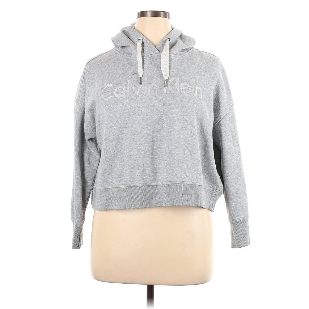Calvin Klein Performance light gray hoodie thumb holes size extra large xl - Picture 2 of 5